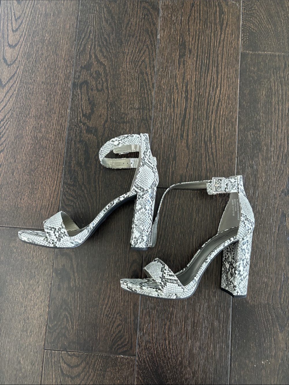 Snake-Print Block Heel Sandals